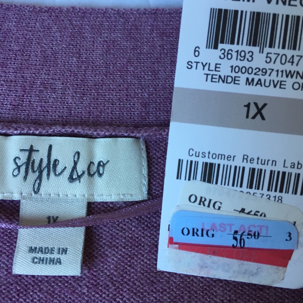 Style & Co Maeve V Neck Sweater 1X - Picture 6 of 8
